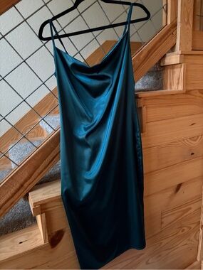 Satin Slip Dress in Deep Teal